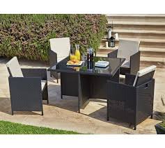 With curved edges to make dinnertime even more sociable, this is a great value set to create a real wow in your garden. Buy Argos Home Cube 4 Seater Rattan Effect Patio Set Black Patio Sets Argos Rattan Garden Furniture Sets Garden Table And Chairs Rattan Garden Furniture
