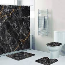 Shop online for bathroom sets, storage and more. Hot Black Gold Marble Bathroom Shower Curtain Mat Set Non Slip Rugs Carpet For Bathroom Toilet Bath Bathroom Accessories Decor Shower Curtains Aliexpress