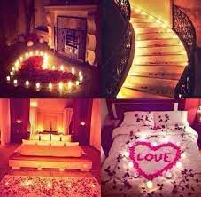 Rose petals boyfriend romantic room decoration with candles. Pin On Valentine Decorations