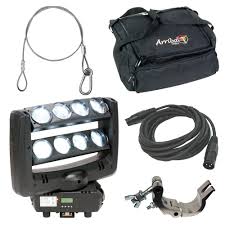 American Dj Lighting Crazy 8 Moving Head Zone Sweeping Light Bag Clamps Cables 819730012357 Ebay