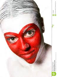 Face painted red heart shape - face-painted-red-heart-shape-17790608