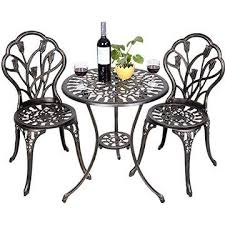 fds tulip garden bistro set 3 piece cast aluminium table 2 chairs furniture table et chaises de jardin table de balcon table bistrot ronde