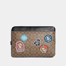 Star wars x coach chewbacca bear bag charm nwt smoke free, pet free home, offers accepted! Coach F88117 Star Wars X Coach Laptop Case In Signature Canvas With Patches Qb Tan Coach Men