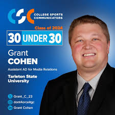 Meet Grant Cohen (@dont4orceitgc), Assistant AD for Media Relations for  @tarletonsports and a member of the CSC 30 Under 30 Class of 2024! “Being  selected as one of College Sports Communicators' 30