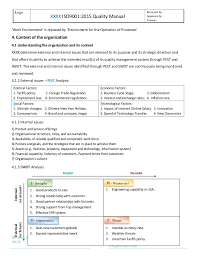 Passer de l'iso 9001:2008 à l'iso 9001:2015. Iso9001 2015 Quality Manual Template