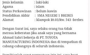 Jadi untuk kalian orang tua yang mau anaknya sukses. Contoh Surat Izin Orang Tua Untuk Kerja Nusagates