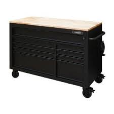 Husky Heavy Duty 52 In W 9 Drawer Deep Tool Chest Mobile Workbench In Matte Black With Adjustable Height Hardwood Top Holc5209bb1m The Home Depot In 2020 Mobile Workbench Workbench Tool Chest