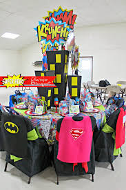 3 Cowboys And A Mommy Super Hero Chamber Banquet Superhero Birthday Party Batman Birthday Party Superhero Centerpiece
