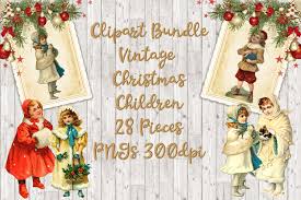 Download Vintage Christmas Children Clipart Set Graphic By The Paper Princess Creative Fabrica SVG Cut Files