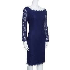 Diane Von Furstenberg Navy Blue Zarita Lace Dress M