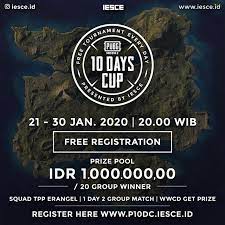 Pubg Mobile 10 Days Cup Online Tournament Match Day Setiap Hari Dari Tanggal 21 Sampai 30 Januari 2020 Jam 20 00 Wib Pendaftaran Ditutup 1 Cup Day Pubg Mobile