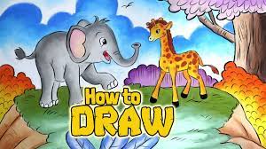 Mewarnai anak perempuan melawan corona. Cara Menggambar Gajah Dan Jerapah I How To Draw Step By Step Youtube