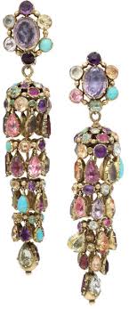 A Pair Of 19th Century Multi Gem Set Earrings Each Cluster Surmount Suspending A Highly Articulated Jeweled Earrings Pearl Jewellery Earrings Ancient Jewelry