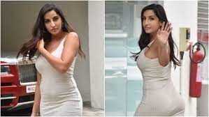 My heart is filled with nothing but respect Nora Fatehi In Beige Bodycon Dress Looks Jaw Dropping For An Outing In Mumbai Fashion Trends Hindustan Times