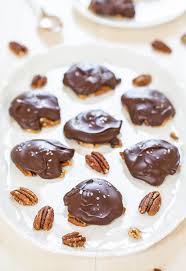 A turtle cookie recipe for the local food pantry. Homemade Chocolate Turtles With Pecans Caramel Averie Cooks