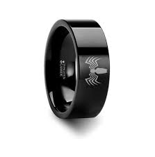 Venom Spider Symbol Hero Polished Tungsten Engraved Ring Jewelry 8mm Engraved Rings Black Tungsten Wedding Band Tungsten Wedding Bands