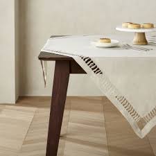 Hazel 50 Square Dark Natural Linen Table Throw Table Throw Table Linens Crate And Barrel
