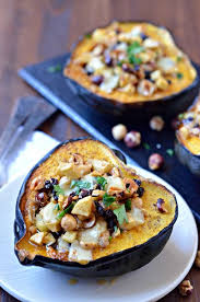 Apple Hazelnut Stuffed Acorn Squash Recipe Acorn Squash Veggie Main Dishes Cooking