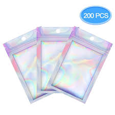 Eaone 200 Pcs Mylar Zip Lock Bags Aluminum Foil Bags Double Sided Metallic Foil Mylar Ziplock Bags Foo Hanging Storage Food Storage Bags Bag Storage