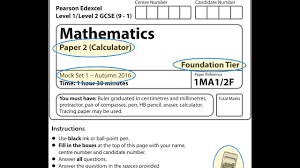Mock Set 1 9 1 2017 Paper 2 Foundation Calculator Youtube