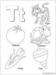 Free printable dot marker coloring pages help children learn more about letters.this set includes cute images of food & drink. Preschool Letter T Coloring Pages Alphabet Coloring Pages Coloring Pages For Kids And Adults