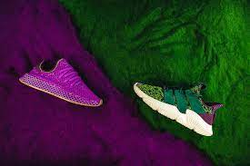 This sneaker comes with a green and black upper with purple accents three green adidas stripes white midsole and a pink sole. Dragon Ball Z X Adidas Prophere Deerupt Details Hypebeast
