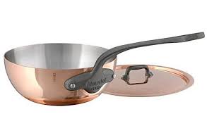 Mauviel M Heritage M150c 6452 17 Curved Splayed Copper Saute Pan With Lid 1 1l 1 2 Quart 16cm 6 3 Mauviel Steel Handle Saute Pan