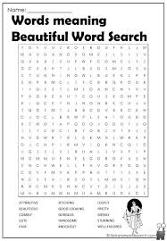 Words Meaning Beautiful Word Search Words Meaning Beautiful Word Find Words