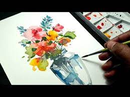 Download Flower Vase Drawing With Watercolor Ll Very Easy Youtube Flower Vase Drawing Watercolor Flowers Tutorial Watercolor Flowers Paintings