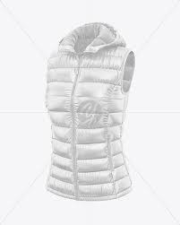 Download Glossy Women S Down Vest W Hood Mockup Front Half Side View In Apparel Mockups On Yellow Images Object Mockups