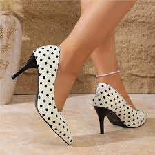 Zapatos Tacon Mujer Comodos Vestir Elegantes Tacones Mujer Vintage de Lunares Punta Puntiaguda Moda Ligero Zapatos de Tacón Fino Sin Cordones para Fiesta Noche Boda Oficina : Amazon.es: Moda