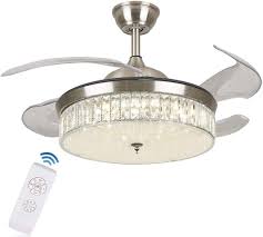 Why invest in a smart ceiling fan? Wangkangyi 42 Inch Crystal Pendant Lights Dimmable Fan Light Adjustable Speed Retractable Ceiling Fan Light Remote Control With 4 Blades Amazon De Lighting