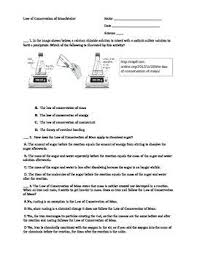 Law Of Conservation Of Mass Worksheet Conservation Of Mass Worksheets Homework Assignments