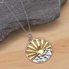 Sunrise Necklace Sun Peaking Behind Mountain Necklace Sun Necklace Mountain Necklace Minimalist Necklace Simp Minimalist Necklace Necklace Silver Necklace
