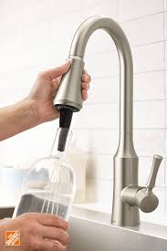 Moen Milton Single Handle Pull Down Sprayer Kitchen Faucet With Reflex And Power Clean Attachments In Spot Resist Stainless 87114srs The Home Depot Kitchen Faucet Moen Kitchen Faucet Black Kitchen Faucets