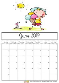 June Printable 2019 Calendar Boy Eating Ice Cream In The Sunshine Just Like We Hopefully Will Be V Kids Calendar Calendar Printables June Calendar Printable