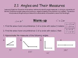 How to create a formula on this table: 2 1 Angles And Their Measures Learning Objectives Understanding Identifying Angles
