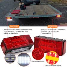 Amazon.com: Konrali Submersible LED Trailer Tail Lights Kit Halo Glow, Boat  Trailer Lights Kit, Rectangle Led Stop Turn Tail Lights wLicense Plate ...