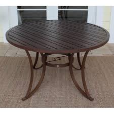 This round patio dining table offers room to seat six. Have To Have It Hospitality Rattan Outdoor Slatted Aluminum 48 In Round Patio Dining Table Wi 48 Round Dining Table Patio Dining Table Outdoor Rocking Chairs