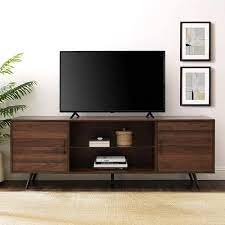 So you can enjoy movies or the big game in style! Walker Edison Furniture Company 70 In Dark Walnut Composite Tv Stand 75 In With Doors Hd70nordw The Home Depot