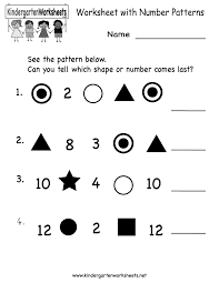 Free Printable Pattern Worksheets Worksheet With Number Patterns Free Kindergar Kindergarten Worksheets Kindergarten Math Worksheets Free Pattern Worksheet