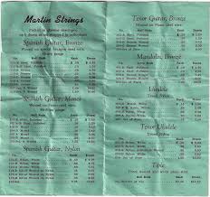Vintage Martin Ukulele String Chart From 1950 Fan Guitar
