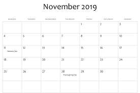 Editable November 2019 Calendar Holiday Calendar Printable Holiday Calendar Calendar Printables
