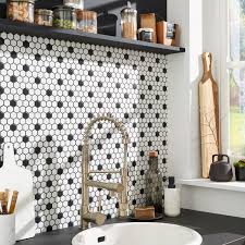 Leroy merlin is involved in improving housing and living environment of people in the world. 1 Plaque Mosaique Sol Et Mur Hexagon Noir Blanc 30 X 26 Cm Artens Leroy Merlin