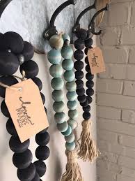 Welcome Bead Aqua Wood Bead Garland Boho Style Garland With Tassel Farmhouse Decor Farmhouse Style F Wooden Bead Garland Wood Beads Diy Wood Bead Garland