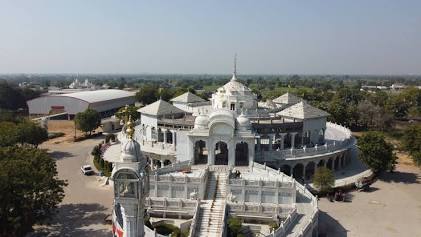 Serene marble shrine at Padampura, AI generated
