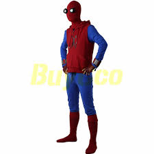 That looks like the one peter parker has attired in sequence of his depiction. Spider Man Ver 2 Cosplay Costume Spiderman Homecoming Cotton Fabric Suit