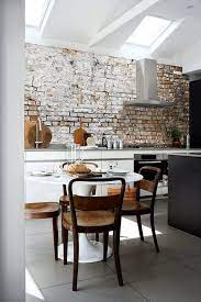 love the brick wall and mix of modern and wood vintage brick wall kitchen white brick wall kitchen house interior