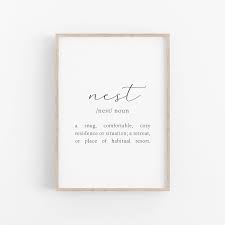 Nest Definition Printable Home Sign Family Wall Decor Quote Etsy Wall Art Quotes Family Wall Decor Unusual Words
