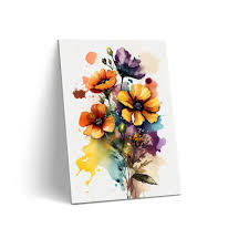 buchet flori colorat tehnica acuarele – The Print Studio